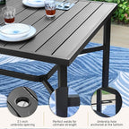 Patio Dining Set 9 PCS, 8 Stable Outdoor Dining Chairs with Rectangular Dining Table, Patio Table and Chairs Set for Lawn,Garden,Deck and Backyard