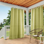 TOWN & COUNTRY BASICS Cabana Solid Heavyweight Indoor Outdoor Curtains, Light Filtering Opacity with Grommet Top, Water Repellent, 2-Pack Set, 54"x120", Kiwi Green