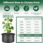 T4U Fabric Plant Grow Bags with Handle 15 Gallon Pack of 5, Heavy Duty Nonwoven Smart Garden Pot Thickened Aeration Nursery Container Black for Outdoor Potato, Tomato, Chili, Carrot and Vegetables