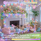 Connectable 200 LED Easter Lights Indoor Outdoor with Timer, 66FT 13 Modes Easter Pastel Lights Multicolor Lights, Waterproof Twinkle Fairy Lights Plug in Clear Wire for Christmas Bedroom Easter Decor