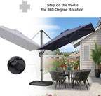 PURPLE LEAF 8'×8' Patio Cantilever Umbrella with Base Included Offset Outdoor Umbrella with cover Square umbrella outdoor patios for Backyard Pool Garden Navy Blue