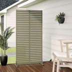 Casaphoria Metal Privacy Screen Outdoor, 72" H x 35" W Freestanding Decorative Privacy Screen for Patio Deck Balcony Garden with Stable Base, Green-Louvered