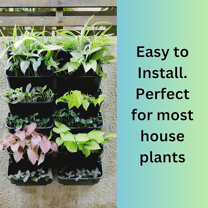 Maxona Black Color Vertical Garden Planter - 8 Pack, 13 inch Wall Mounted Planter for Patio Outdoor Decor, Home Plastic Pot Balcony Plant Vegetable Fruit Herb Hanging Pocket Holder Flowerpot