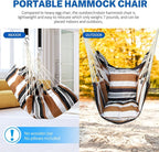 Hammock Chair Brown Cotton Tree Swing, 330 lb Capacity