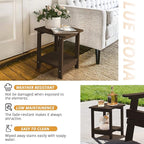 LUE BONA Adirondack Outdoor Side Table, 2-Tier Dark Brown HDPS Patio End Table Weather Resistant,Outdoor Morden Side Table for Patio, Pool, Porch