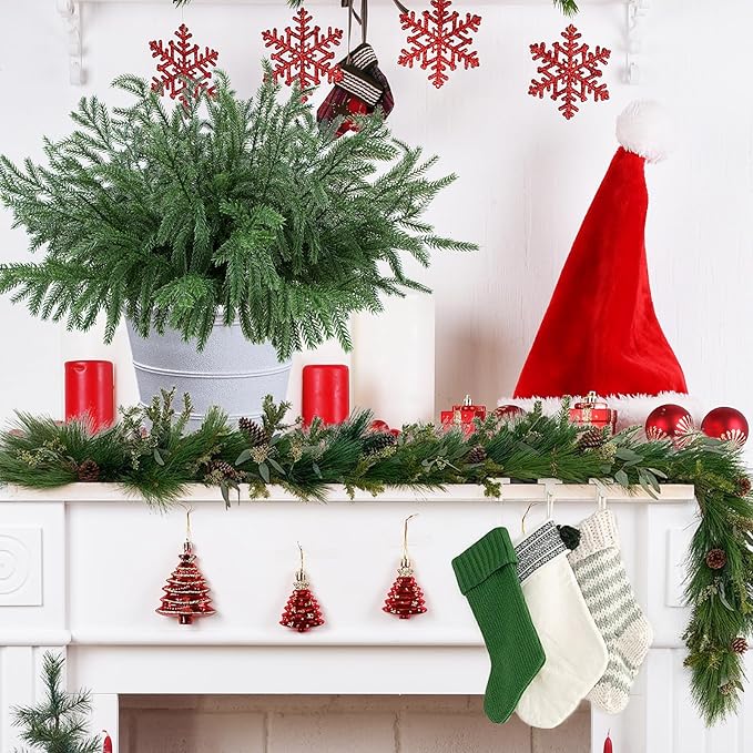 Artificial Norfolk Pine Branches, 24 Pcs 18-Inch Green Christmas Greenery
