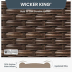 Conversation Set Ottomans, 2-Piece Beige Outdoor Wicker Footrests