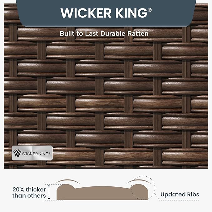 Conversation Set Ottomans, 2-Piece Beige Outdoor Wicker Footrests
