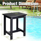 Y&M Outdoor Side Table, HIPS Adirondack Small Single Table, Waterproof Square Outside Table, Balcony Modern End Tables for Patio, Pool, Beach, Porch, Deck, Indoor or Outdoor Use (Black, 2 Pack)