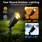 Gardenreet Solid Brass Spot Lights - Black Low Voltage Landscape Spotlight Outdoor, 12V LED Uplights Wired, Waterproof Electric for Patio Wall with 5000K Daylight MR16 Bulb (6 Pack)
