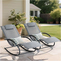 Outdoor Lounge Chair with Pillow, Pool Chaise Lounge Chair Set of 2, Grayish Blue