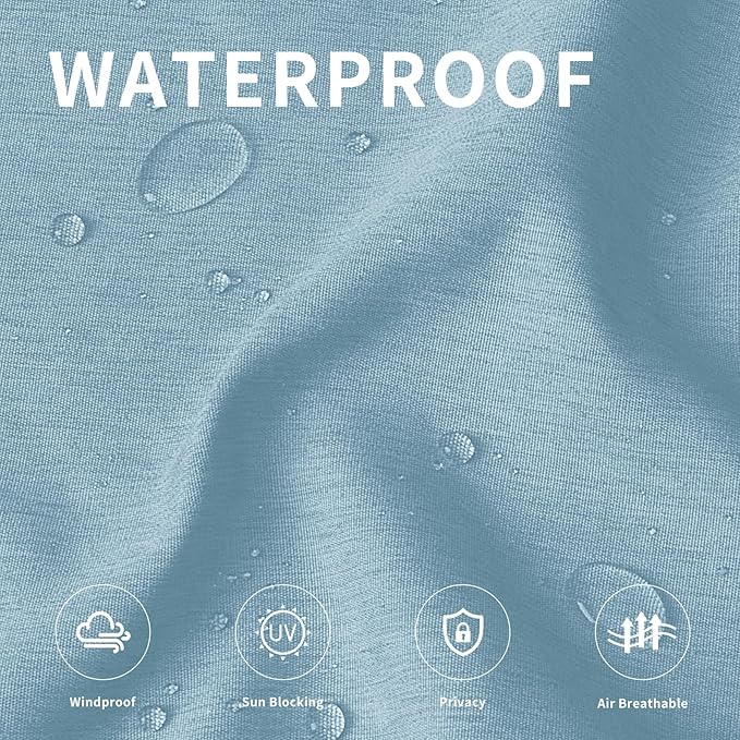 Easy-Going Linen Look Outdoor Curtains Waterproof Windproof Porch Curtains, Soft Thicken Outdoor Privacy Curtains for Patio, Gazebo, Grommet Top and Tab Bottom Drape, 1 Panel, 54x120 inch, Sky Blue
