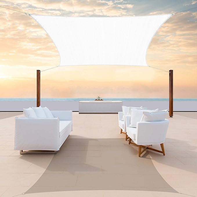 ColourTree TAPR1616 Custom Size 11' x 19' White Sun Shade Sail Canopy UV Block UPF50 Rectangle - Commercial Standard Heavy Duty - 190 GSM - 3 Years Warranty