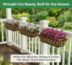 24 Inch Window Deck with Coco Liner, 24" Window Boxes Horse Trough with Coconut Coir Liner, Fence Metal Hanging Flower Planter Window Basket Deck Railing Planter Boxes for Outdoor Garden Lawn, 2pcs