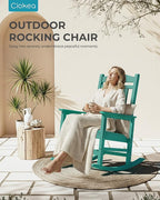 Ciokea Oversized Outdoor Rocking Chairs Set of 2, 380lbs Heavy-Duty Large Patio Rocker, High Back Cozy Porch Chairs, Weather Resistant Patio Rocking Chairs for Outside, Fire Pit, Deck, Aruba Blue