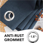 H.VERSAILTEX Linen Blackout Curtains 63 Inches Long 100% Absolutely Blackout Thermal Insulated Textured Linen Look Curtain Draperies Anti-Rust Grommet, Energy Saving with White Liner, 2 Panels, Navy