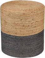 REDEARTH · Cylindrical Pouf Foot Stool Ottoman - Jute Braided Pouffe Poof Accent Sitting Footrest for Living Room, Bedroom, Nursery, Patio, Lounge - Set of 2 (14.5”X14.5”X16”; Natural Gray)