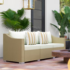 Outsunny 3 Seater Patio Sofa, Wicker Sofa with Cushions, Outdoor Furniture Rattan Couch with 2 Throw Pillows, Deep Seating, for Garden, Backyard, Porch, Cream White