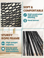 Chihee Hammock Chair Super Large Soft-Spun Cotton Rope Weaving Hanging Chair, Collapsible Strong Metal Spreader Bar Wide Seat Lace Stretch Swing Chairs Indoor Outdoor Garden Yard Theme Decoration