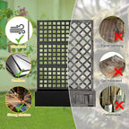 FENCY Metal Raised Garden Bed with Trellis, Metal Planter Box with Trellis, Garden Box for Climbing Plants Vegetable, 47''Lx16''Wx71''H Garden Bed with Drainage Holes(Black)