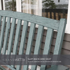 Grand patio 52" Farmhouse Outdoor Bench, Garden Benches with Anti-Rust Aluminum Metal Frame, Faux Wood Grain Finish Frame Patio Bench for Front Porch, Weathered Blue