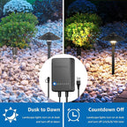 SUNVIE All-in-One LED Low Voltage Landscape Lighting Kit 6 Pathway Lights 2 Spotlights with 60W Photocell Transformer 100FT Wire for Path&Garden, Aluminum, ETL Listed, Dusk to Dawn, Waterproof, 3000K