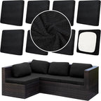 Outdoor Cushion Covers, 8-Piece Black Set with Water-Repellent Polyester Blend