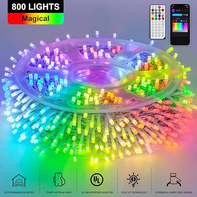 String Lights 800 LED RGB, 264 ft, Indoor and Outdoor Use