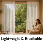 Patio Screen Mesh Outdoor Curtains Waterproof Sheer Lightweight Bug Netting for Porch Gazebo Garden Party Wedding Backdrop, White, W 125 x L 84 inch per Panel, 2 Panels