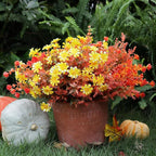 16 Bundles Artificial Plants Outdoor Fake Fall Flowers Mums for Garden Decor for Window Garden Office Patio Hanging Planter Pathway Front Porch (Mixed)