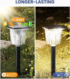 Super Bright Solar Outdoor Lights for Pathway Powered 2 Pack,Adjustable Warm&Cool White,Waterproof IP65 Solar Garden Decor Landscape Lighting Outside for Front Yard/Patio/Walkway/Driveway/Lawn Light