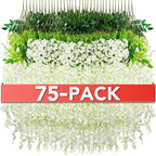 Artificial Flowers Wisteria Vine, 75 Pack, White Silk