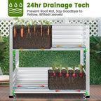 2-Tier Galvanized Raised Garden Bed with Legs, 36"x16"x36" Metal Elevated Planter Box (12" Top/8" Bottom Depth), 500LB Capacity for Vegetables, Herbs, Leafy Greens, Flowers on Patio Yard