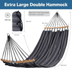SUNCREAT Hammocks Double Hammock with Curved Spreader Bar, Outdoor Camping Portable Hammock with Carrying Bag & Tree Straps for Patio, Backyard, Balcony, Max 450lbs Capacity, Dark Gray