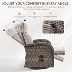 Zero Gravity Patio Swivel Rocking Recliner Chairs Set of 2 - Wicker Outdoor Lounge Chair with Adjustable Backrest & Footrest, All Weather Reclining Rocker Chairs with Thick Cushion for Pool Deck Beige