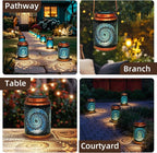4 Pack Solar Lanterns Outdoor Hanging Metal Waterproof LED Lantern with Solar Powered Garden Patio Decorations Decor Lantern with Handle Christmas Gift Idea