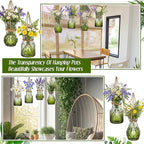 4 Pcs Stained Glass Hanging Vases Hanging Glass Planters Small Plant Terrarium Pot Containers with Rope for Garden Home Indoor Outdoor Decor, 4 Styles (Trendy)