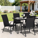 JEAREY Patio Dining Chairs Set of 4, Outdoor Stackable Dining Furniture Set, All Weather Dining Set for Lawn, Garden, Backyard, Poolside, Black