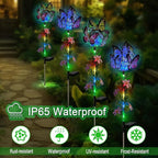 Solar Lights Outdoor Pathway,2 Pack Butterfly with Ball Garden Stakes,Colorful Twinkle Fairy Lights Decorations Outdoor for Yard,Lawn,Spring