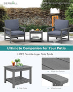 SERWALL HDPE Patio Sofa Set, 3-piece Sectional Outdoor Furniture Set, All Weather Outdoor Couch Set Patio Furniture Set for Deck, Lawn, Grey Frame with Grey Cushion