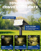 HGGH Solar Lights Outdoor Waterproof IP67, 60 LED 3 Lighting Modes Solar Spot Lights Outdoor for Yard Garden Pathway Landscape, Auto On/Off, Function 2 in 1(Warm White, 4 Pack)