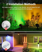 6 Pack Color Changing Solar Powered Outdoor Spot Lights Outside Landscape Waterproof 24 LED Spotlights Dusk to Dawn for Christmas Decorations,Tree, Snowman, Elk Statues, 8 Colorful for Accent Lighting