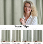 H.VERSAILTEX Linen Blackout Curtains 45 Inches Long 100% Absolutely Blackout Thermal Insulated Textured Linen Look Curtain Draperies Anti-Rust Grommet, Energy Saving with White Liner, 2 Panels, Sage