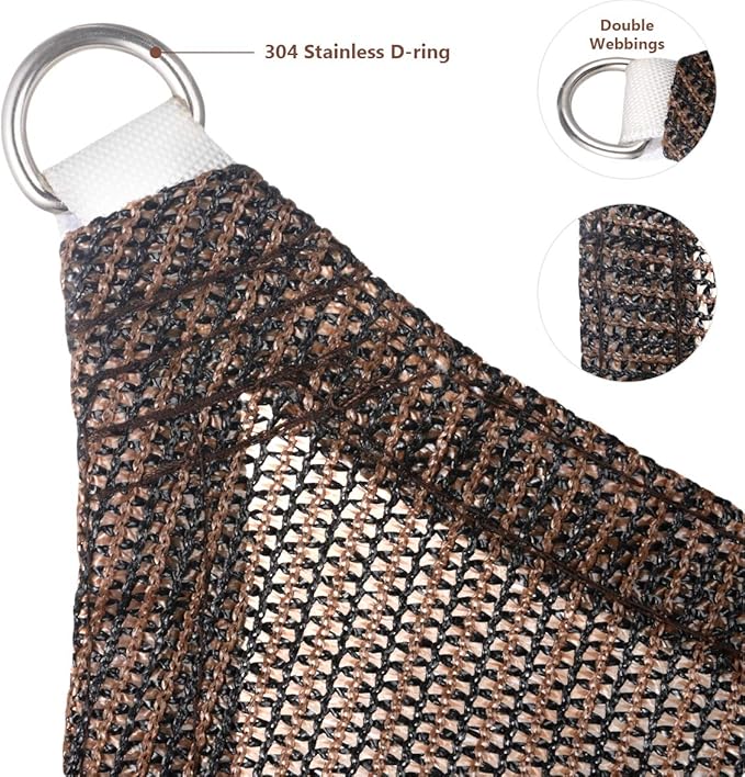 Eden's Decor Straight Flat-Edged Sun Shade Sail Rectangular 8' x 18' Brown UV-Blocking Outdoor Canopy Fabric Cloth Awning for Pergola Patio Garden Backyard Custom Size