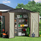 Gizoon Outdoor Storage Shed 6 x 4 FT, Galvanized Metal Garden Shed by Gizoon