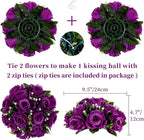 Artificial Rose Flower Balls, Purple Silk, 6 Pack for Centerpieces