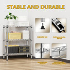 750 lbs 3 Tier Shelf Metal Storage Shelves Wire Rack Closet Organizers for Garage Kitchen Bathroom Laundry Chrome 11.8" D x 25.6" W x 31.5" H