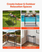 VEVOR Outdoor Bar Table, 39.4 x 15 in Patio Bar Table, Waterproof Top & Sturdy Metal Frame, Rectangle Counter Height Dining Tables, Outdoor Furniture for Balcony, Yard, Hot Tub, Poolside, Indoor