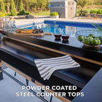 Backyard Discovery Palisade 9' x 6' Cedar Wood Outdoor Bar Set with Galvanized Steel Roof, Bar Top, Shelving, Snow Load Support, Wind Resistance, PowerPort for Patio, Deck, Entertaining