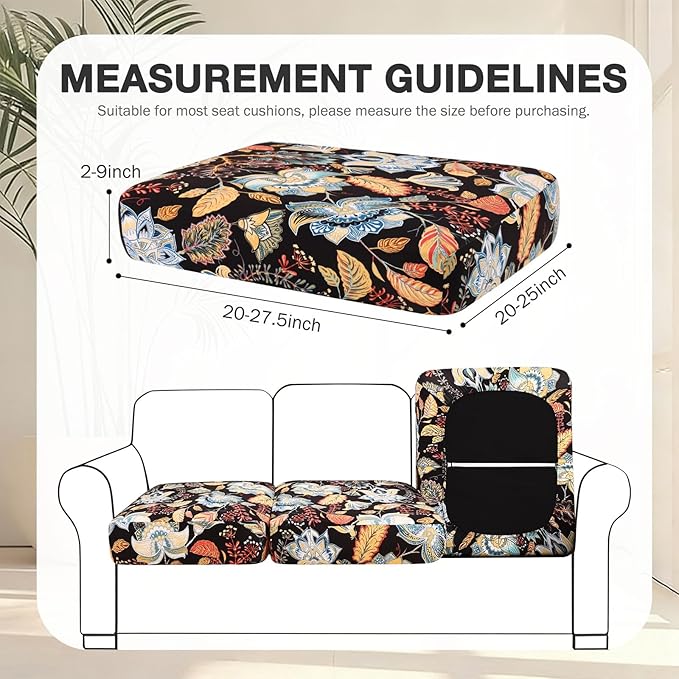 Cushion Covers for Patio Furniture, 8-Piece Stretch Floral Set